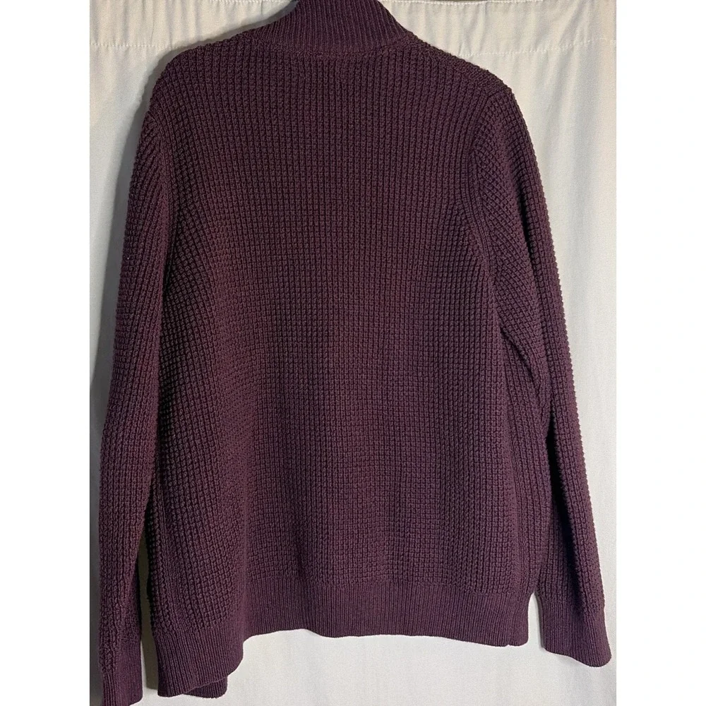 Vintage LL Bean Preppy Mens XL Burgundy Organic Cotton Full Zip‎ Knit Cardigan